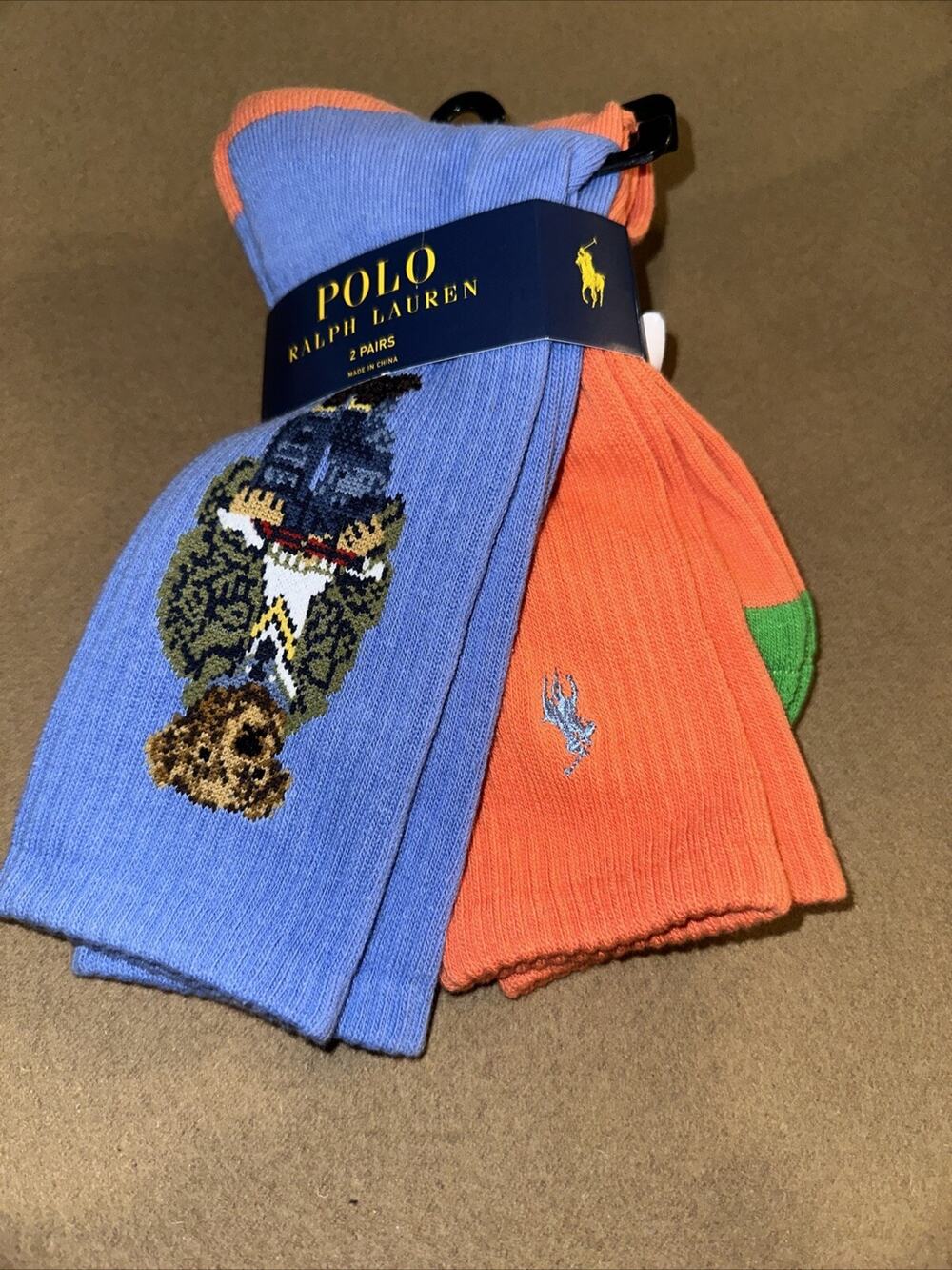 Polo Ralph Lauren Men's Classic Crew Sock Vacation/casual Bear 2 Pair 6-12.5